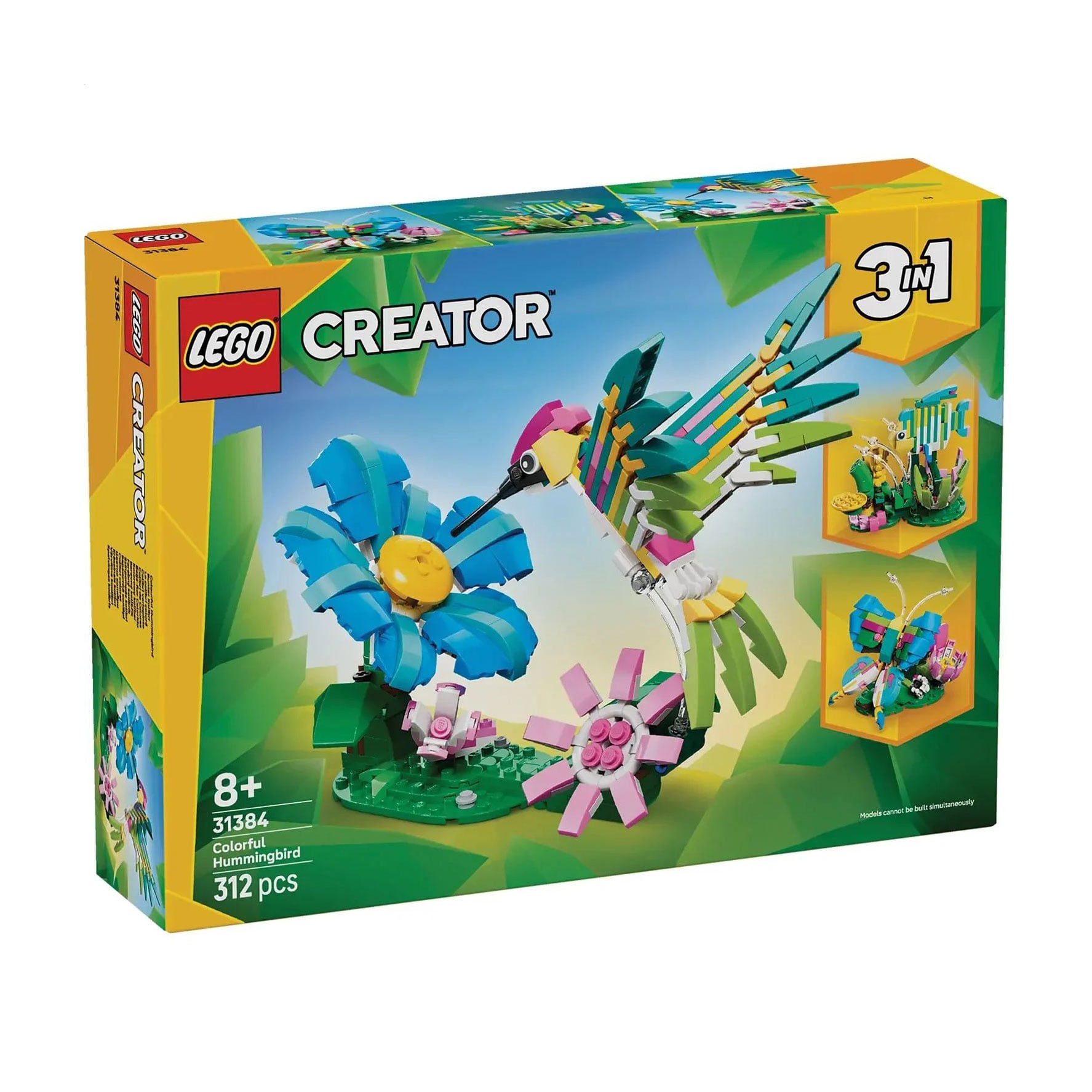 Конструктор LEGO Creator 3в1 Дикі тварини: барвистий колібрі, 312 деталей, від 8 років (31384)